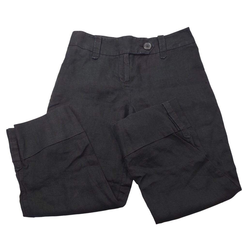 Ann Taylor LOFT Cropped Linen Pants, Black, Size 4